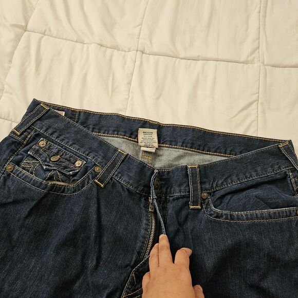 True Religion Billy Jeans Mens 42 Blue Relaxed Bootcut Cotton Y2K Made In USA - Picture 4 of 11